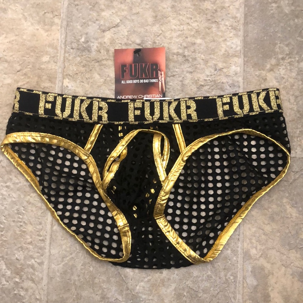 ANDREW CHRISTIAN, briefs, size SMALL, black, mesh